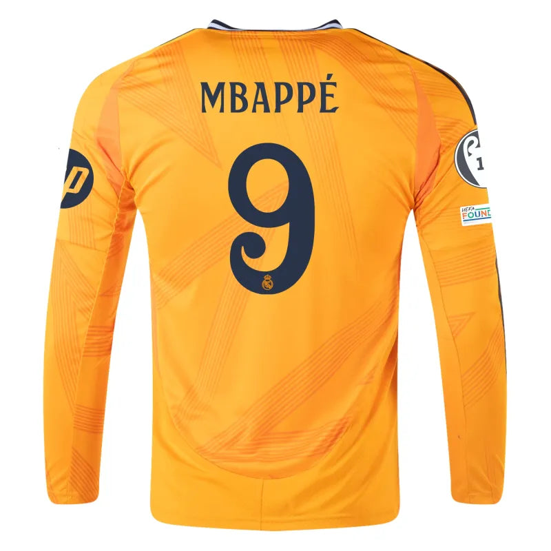 Camisa Real Madrid Mbappe Manga Larga Champions League 24/25 Visita Slim Fit