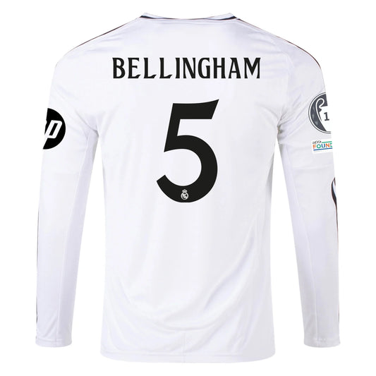 Camisa Real Madrid Bellingham Manga Larga Champions League 24/25 Casa Slim Fit