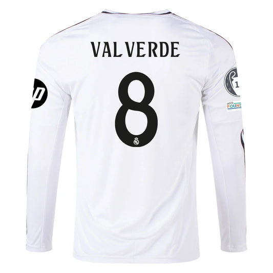 Camisa Real Madrid Manga Larga Valverde Champions League 24/25 Casa Slim Fit