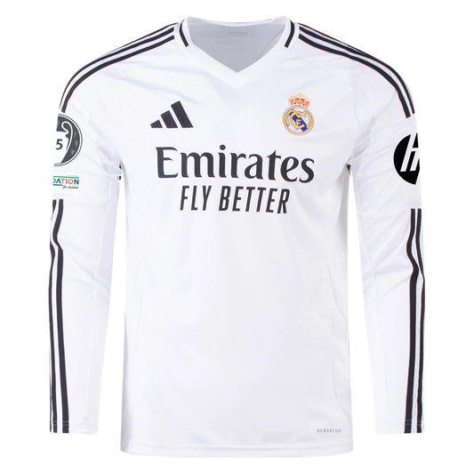 Camisa Real Madrid Bellingham Manga Larga Champions League 24/25 Casa Slim Fit